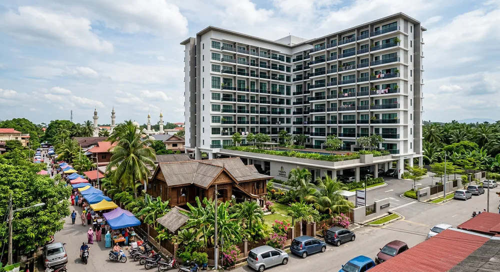 Modern apartment complex in Kota Bharu Kelantan with balconies suited for balcony safety cable installation