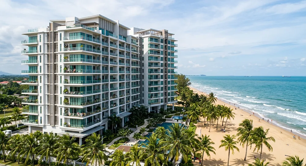 Coastal condominium in Kuantan Pahang by the South China Sea — balcony safety cable installation area